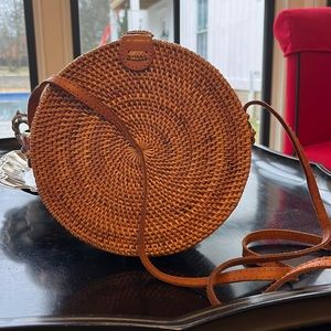 Hand woven straw bag